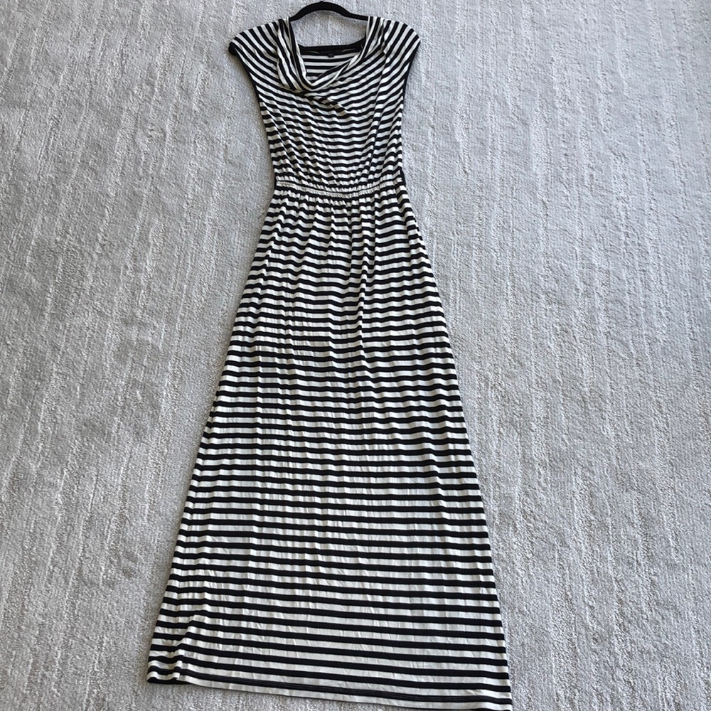 Black and white striped maxi dress